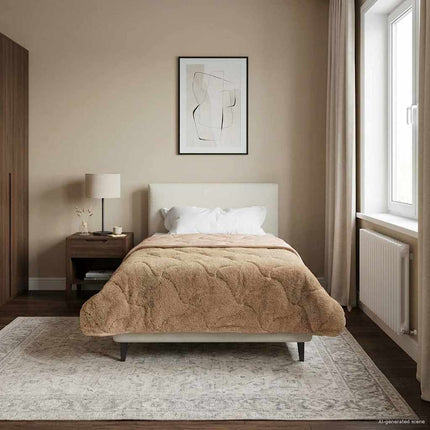 Full Års-Duvet Taupe 135 x 200 cm Mikrofiber och Teddyfleece
