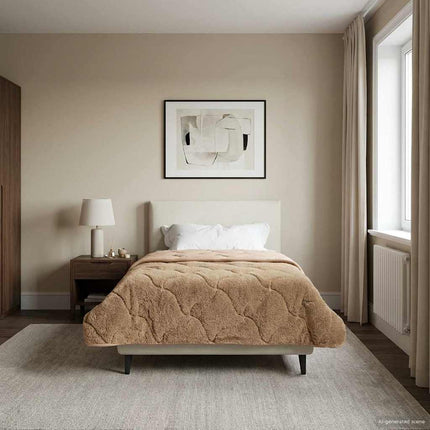 Full Års-Duvet Taupe 155 x 200 cm Mikrofiber och Teddyfleece