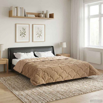 Full Års-Duvet Taupe 200 x 200 cm Mikrofiber och Teddyfleece