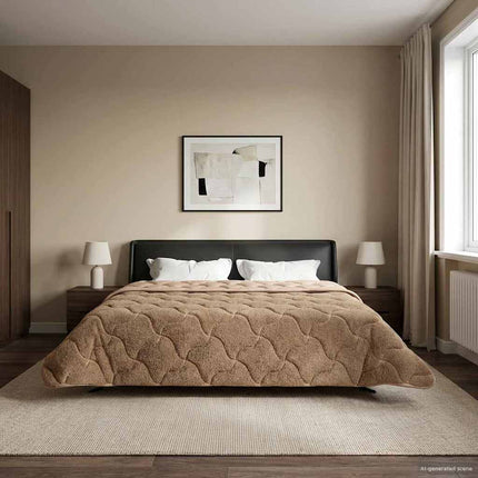 Full Års-Duvet Taupe 200 x 220 cm Mikrofiber och Teddyfleece