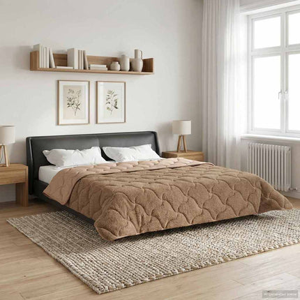 Full Års-Duvet Taupe 220 x 260 cm Mikrofiber och Teddyfleece