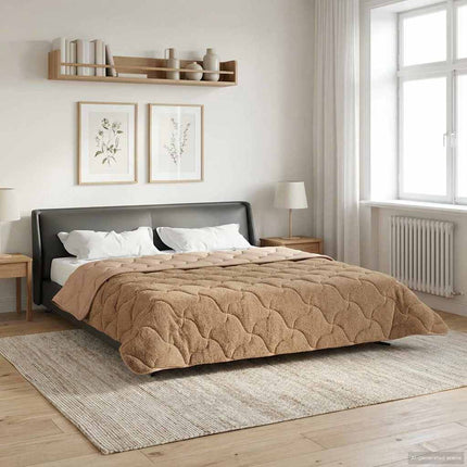 Full Års-Duvet Taupe 240 x 260 cm Mikrofiber och Teddyfleece