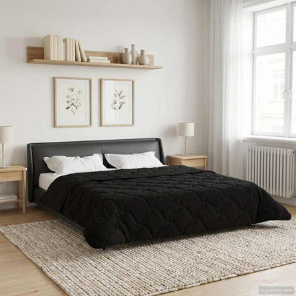 Vinter Täcke Svart 200 x 200 cm Mikrofiber och Teddyfleece
