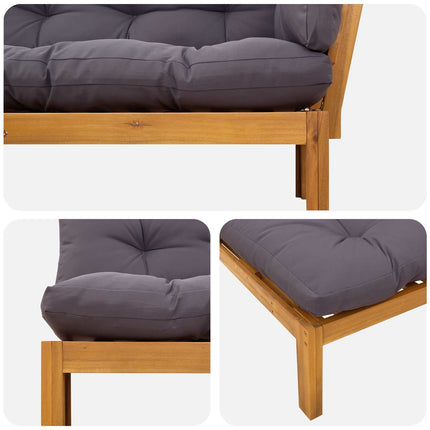 Hörnsoffa Naturlig och Mörk Grå 132 x 92 x 82 cm Akaciaträ