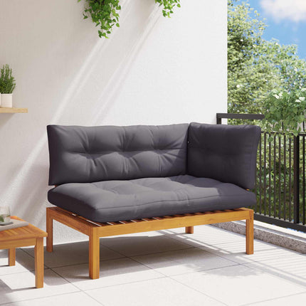 Hörnsoffa Naturlig och Mörk Grå 132 x 92 x 82 cm Akaciaträ