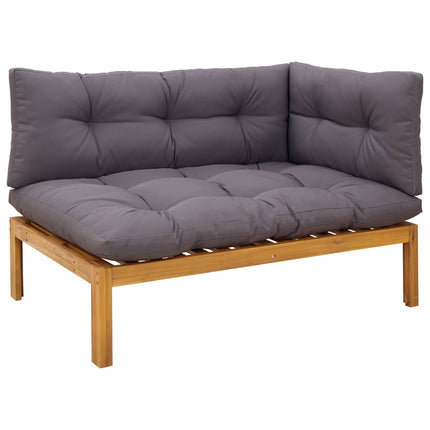 Hörnsoffa Naturlig och Mörk Grå 132 x 92 x 82 cm Akaciaträ