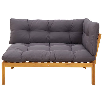 Hörnsoffa Naturlig och Mörk Grå 132 x 92 x 82 cm Akaciaträ
