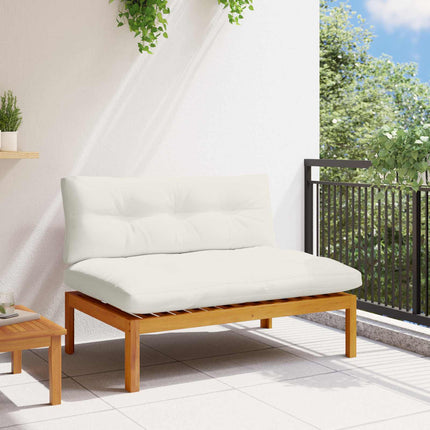 Mellansoffa Naturlig och Creamvit 120 x 80 x 82 cm Akaciaträ