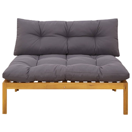Mellansoffa Naturlig och Mörk Grå 120 x 80 x 82 cm Akaciaträ