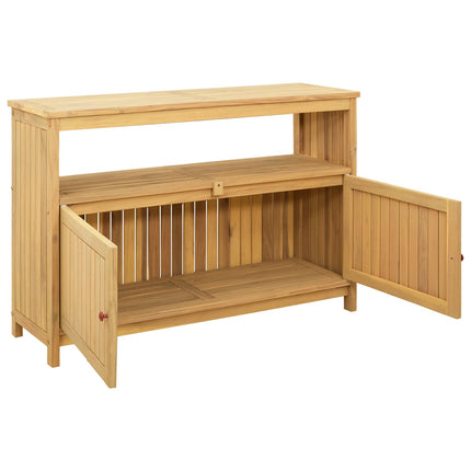 Trädgårdskonsolbord med lagring Ljus akacia 110 x 35 x 75 cm