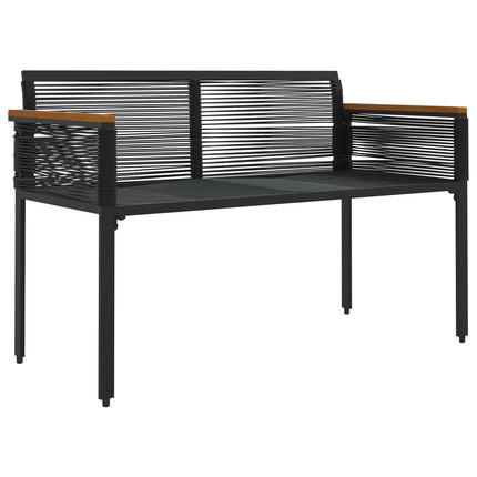 Utomhusbänk med kudde Svart 117 x 54 x 74.5 cm konstrotting