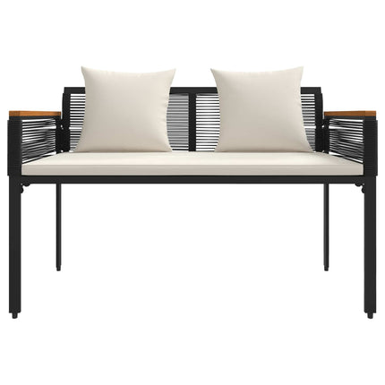 Utomhusbänk Svart och krämvit 117 x 54 x 74.5 cm konstrotting