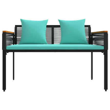 Utomhusbänk Svart och turkos 117 x 54 x 74.5 cm konstrotting