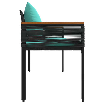 Utomhusbänk Svart och turkos 117 x 54 x 74.5 cm konstrotting