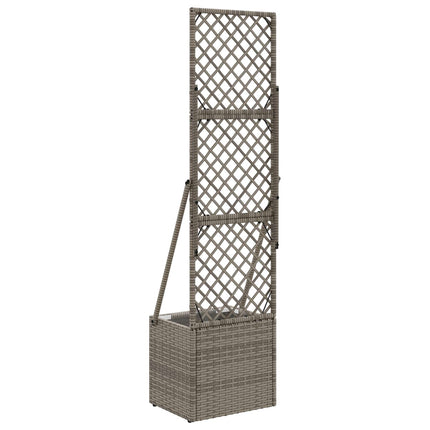 Trädgårdsplanterare med trellis Grå 35 x 30 x 135 cm