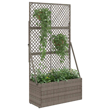 Trädgårdsplanterare med trellis Grå 70 x 30 x 135 cm