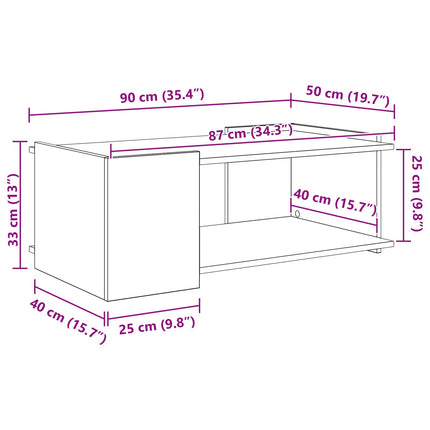 Kaffeebord Artisan-ek 90 x 50 x 33 cm Konstruerat trä