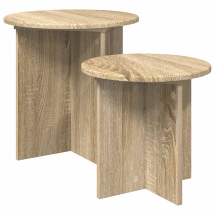 Sidobordsset med lagring 2 pcs Sonoma-ek Konstruerat trä
