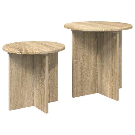Sidobordsset med lagring 2 pcs Sonoma-ek Konstruerat trä