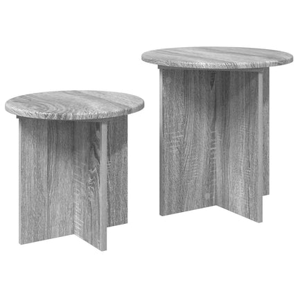 Sidobordsset med lagring 2 pcs Grå sonoma-ek Konstruerat trä
