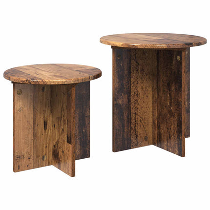 Sidobordsset 2 st Gammalt trä Ø 45 x 45 cm Konstruerat trä
