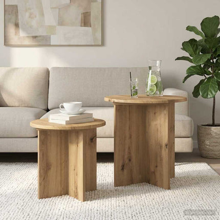 Sidobordsset med lagring 2 pcs Artisan-ek Konstruerat trä