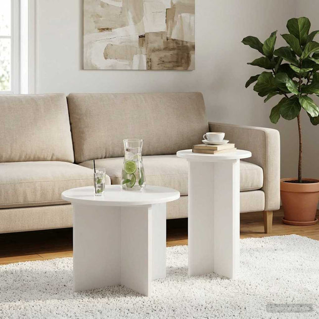 Sidobordsset 2 st Vit Ø 45 x 35 cm Konstruerat trä