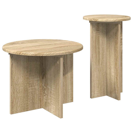 Sidobordsset med lagring 2 pcs Sonoma-ek Konstruerat trä