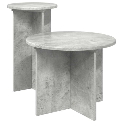 Sidobordsset med lagring 2 pcs Betonggrå Konstruerat trä