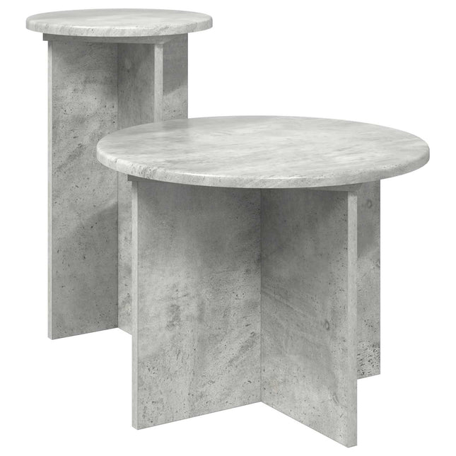 Sidobordsset 2 st Betonggrå Ø 45 x 35 cm Konstruerat trä
