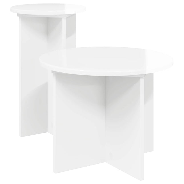 Sidobordsset 2 st Vit högglans Ø 45 x 35 cm Konstruerat trä