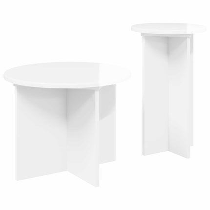 Sidobordsset 2 st Vit högglans Ø 45 x 35 cm Konstruerat trä