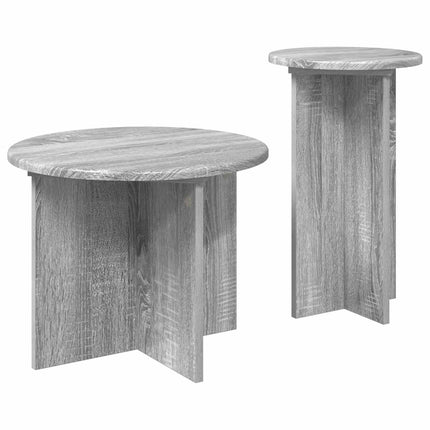 Sidobordsset med lagring 2 pcs Grå sonoma-ek Konstruerat trä