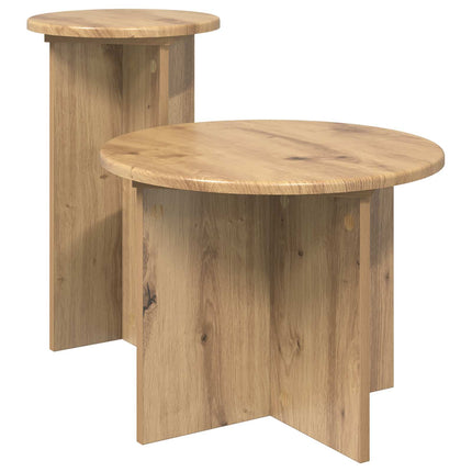 Sidobordsset med lagring 2 pcs Artisan-ek Konstruerat trä