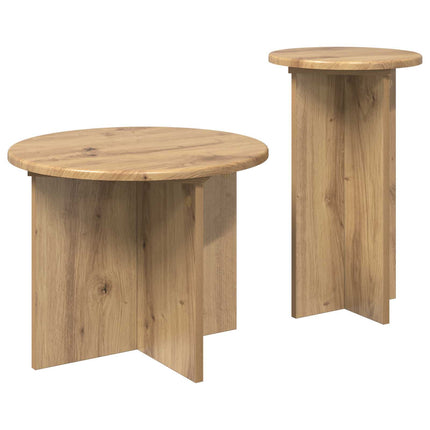 Sidobordsset med lagring 2 pcs Artisan-ek Konstruerat trä