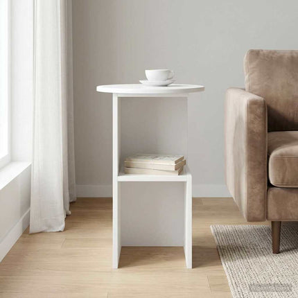 Sidobord Vit högglans Ø 39,5 x 55 cm Konstruerat trä