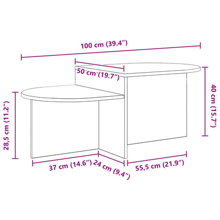 Kaffeebord Svart ek 100 x 50 x 40 cm Konstruerat trä