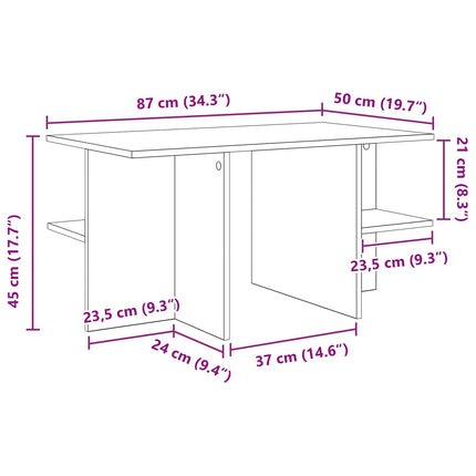 Kaffeebord Svart ek 87 x 50 x 45 cm Konstruerat trä