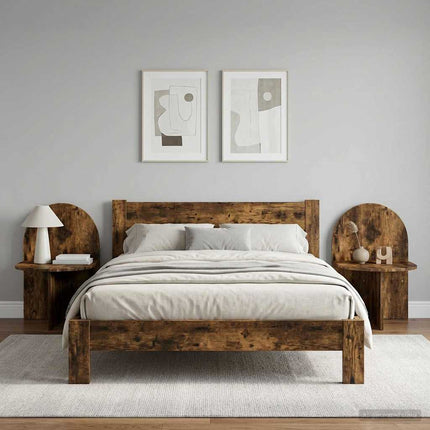 Sängbord 2 pcs Rökt ek 48 x 49 x 65 cm Konstruerat trä