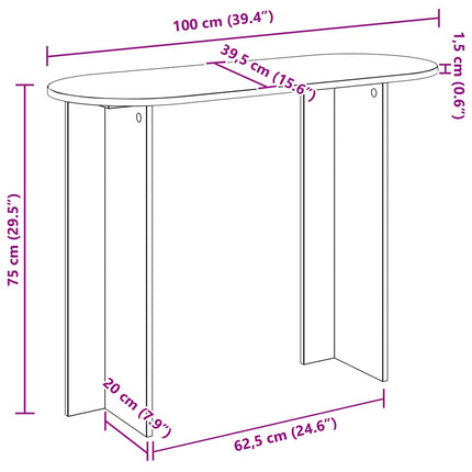 Konsolbord Sonoma-ek 100 x 39,5 x 75 cm Konstruerat trä