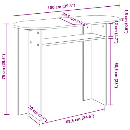 Konsolbord Vit högglans 100 x 39,5 x 75 cm Konstruerat trä