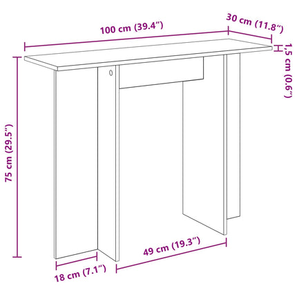 Konsolbord Vit 100 x 30 x 75 cm Konstruerat trä