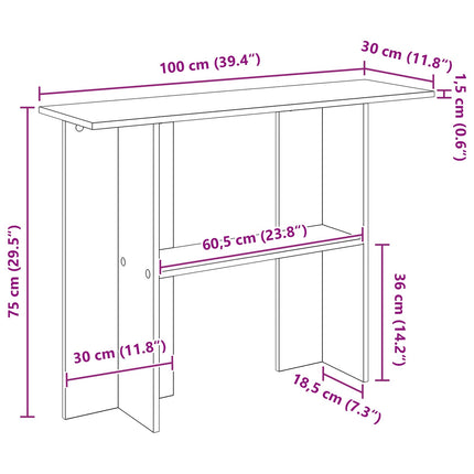 Konsolbord Sonoma-ek 100 x 30 x 75 cm Konstruerat trä