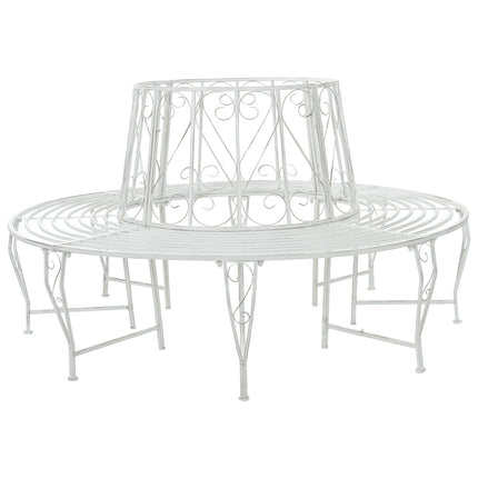 Trädbänk 8-Antal sittplatser Ø 160 x 89 cm Stål Antik vit Rund