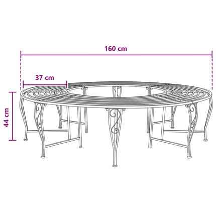 Trädbänk 8-Antal sittplatser Ø 160 x 44 cm Stål Silvergrå Rund