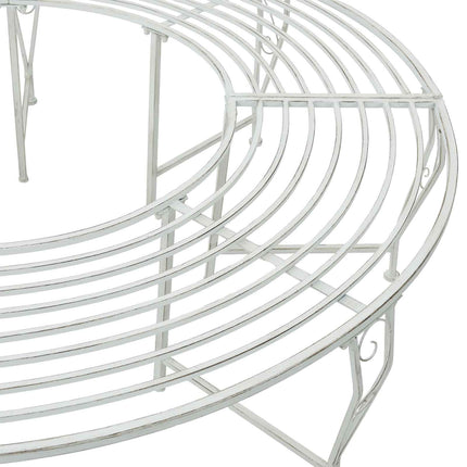 Trädbänk 8-Antal sittplatser Ø 160 x 44 cm Stål Antik vit Rund