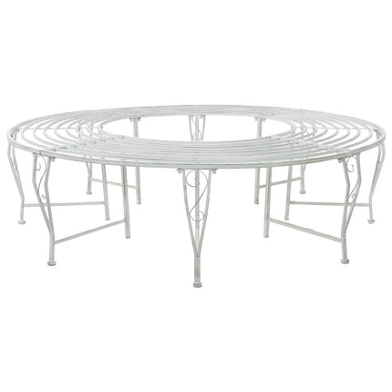 Trädbänk 8-Antal sittplatser Ø 160 x 44 cm Stål Antik vit Rund
