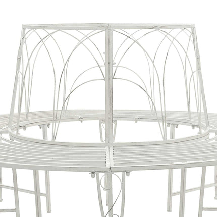 Trädbänk 8-Antal sittplatser Ø 160 x 89 cm Stål Antik vit Rund