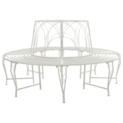 Trädbänk 8-Antal sittplatser Ø 160 x 89 cm Stål Antik vit Rund