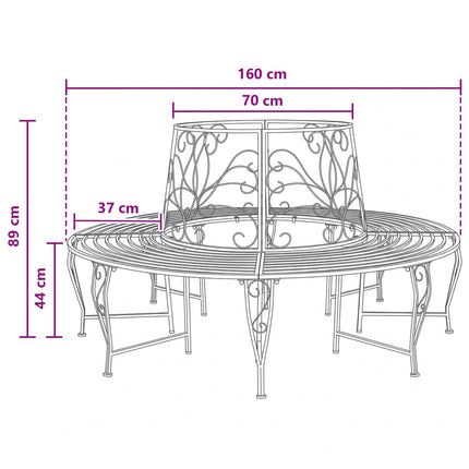 Trädbänk 8-Antal sittplatser Ø 160 x 89 cm Stål Silvergrå Rund